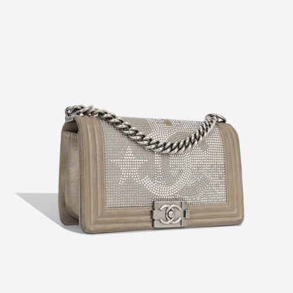 Chanel Boy Bag Lambskin Grey Shoulder Bag