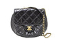 Chanel Black Aged Calfskin Quilted Mini Haft Moon Bag