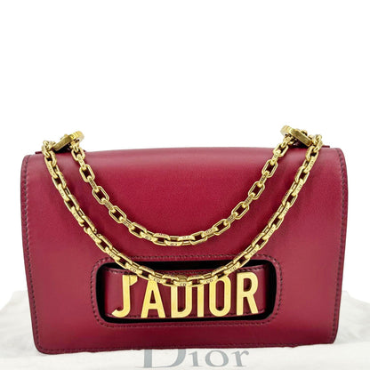 Christian Dior J'Adior Flap Medium Leather Chain Shoulder Bag Red