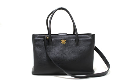 Chanel Black Calfskin Cerf Executive Shopper Shoulder Tote Bag