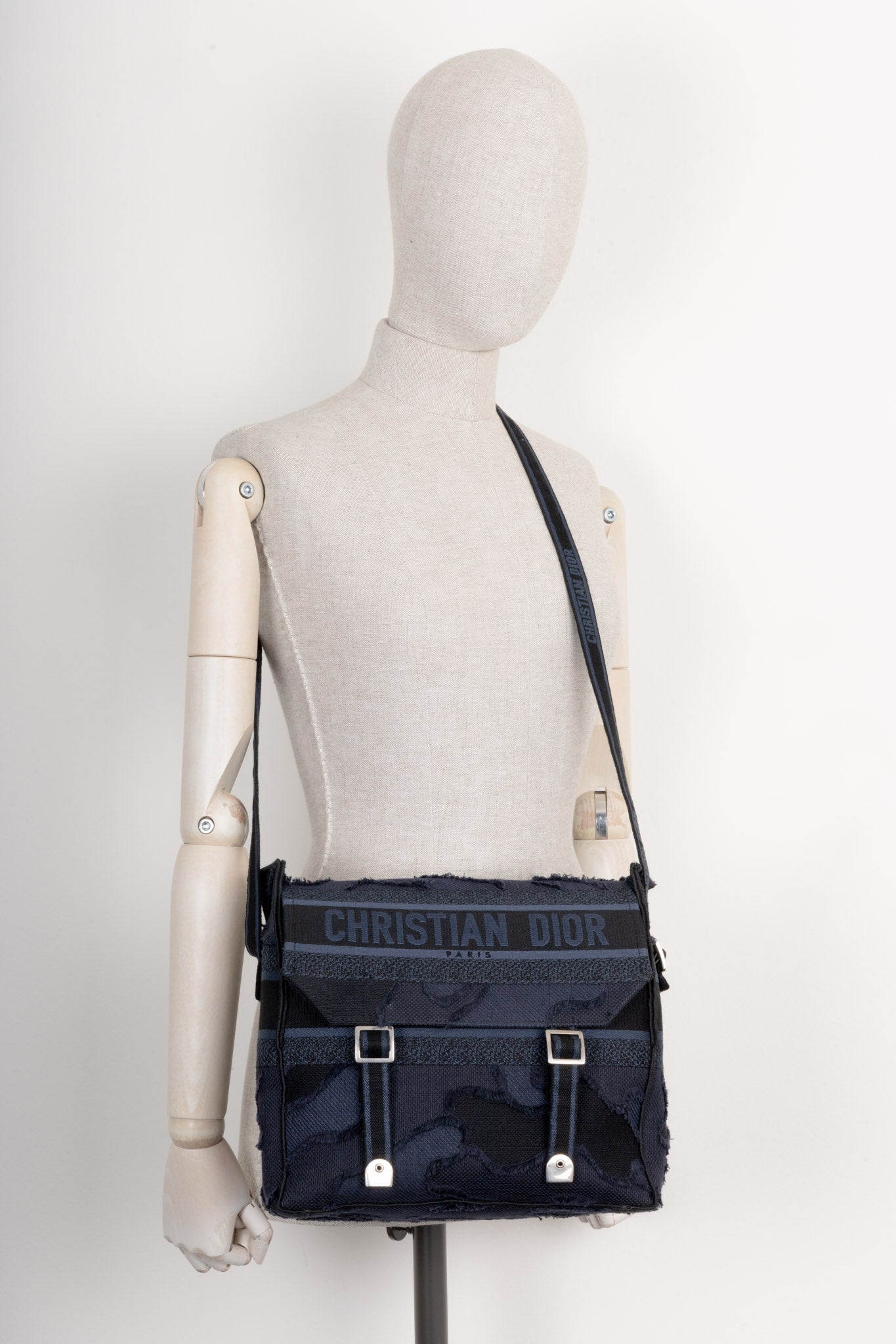 Christian Dior Diorcamp Messenger Camouflage Canvas Navy Black