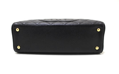 Chanel Black Caviar Quilted Leather Small Bowler Handbag