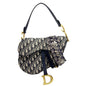 CHRISTIAN DIOR Saddle Oblique Jacquard Belt Crossbody Bag Navy Blue