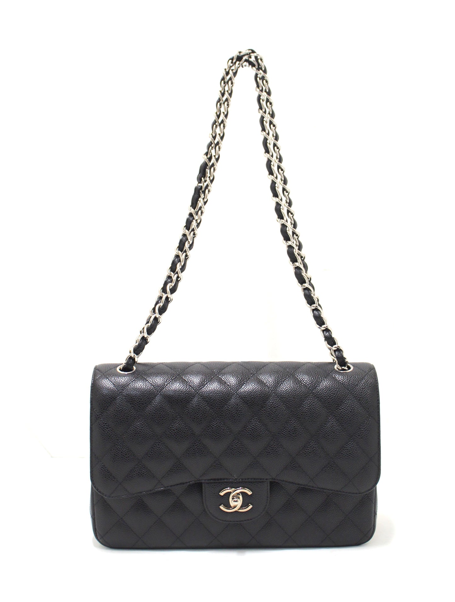 Chanel Flap Classic Quilted Caviar Leather Black Shoulder Bag Style 2