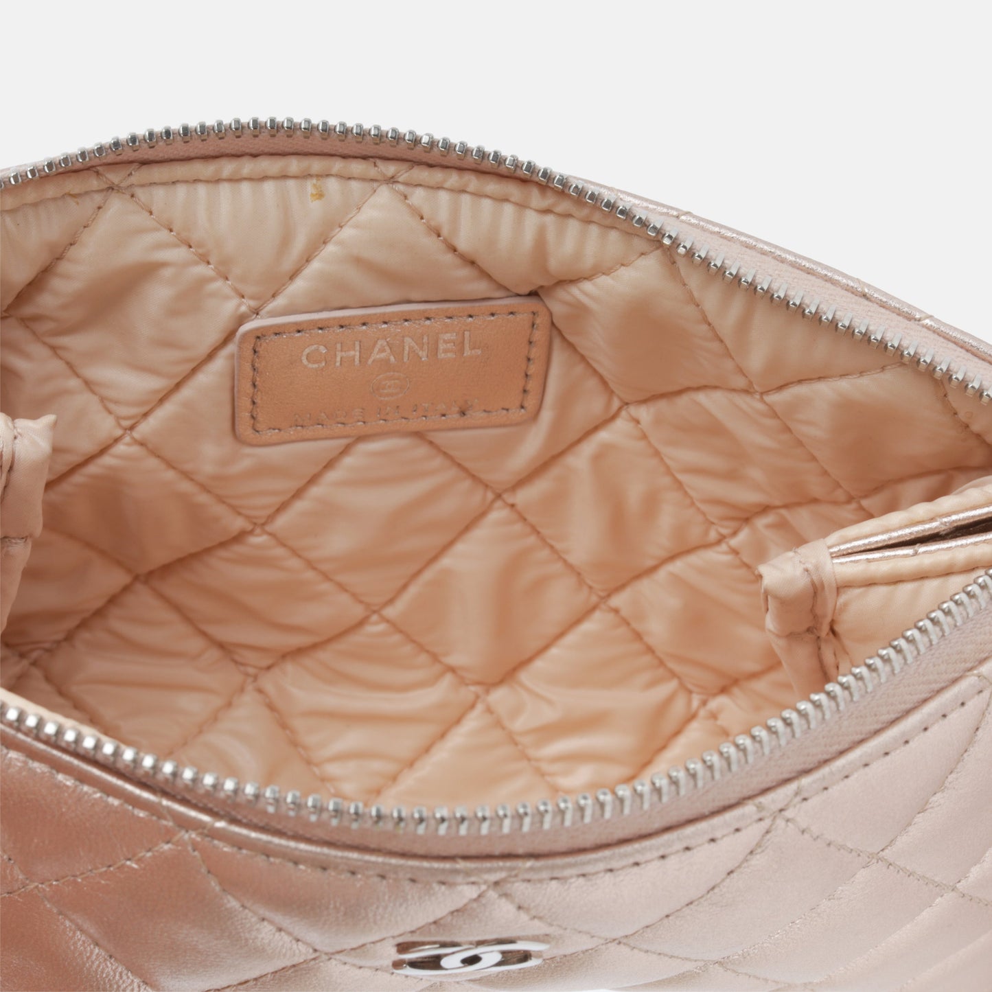 Chanel Luxury Calfskin Silver Clutch