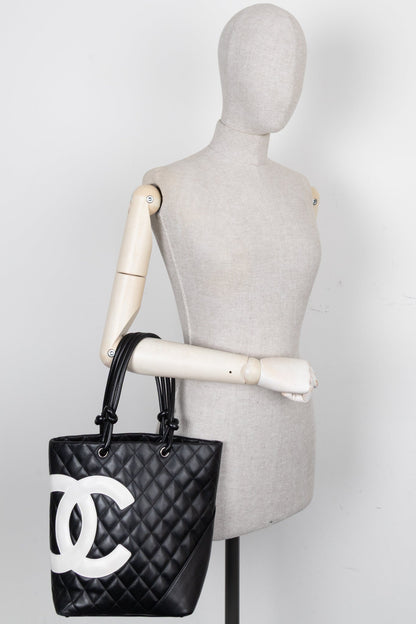 Chanel Cambon CC Small Tote Bag Black
