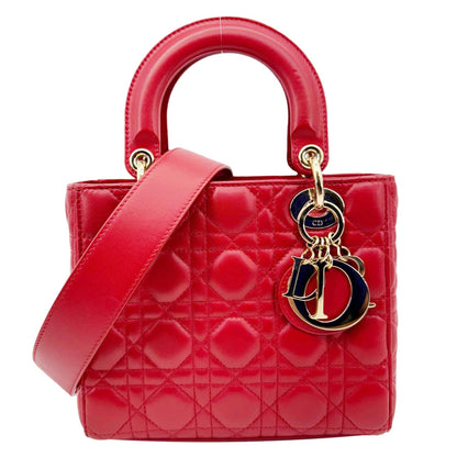 CHRISTIAN DIOR Lady Dior My ABCDior Small Cannage Leather Shoulder Bag Red
