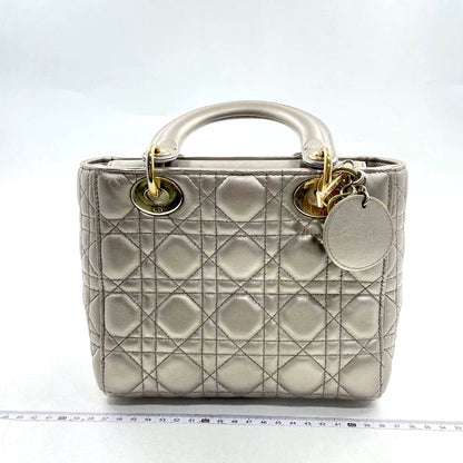 Lady Dior Small ABCdior Light Copper Gold Cannage Lambskin Handbag with ABC Strap