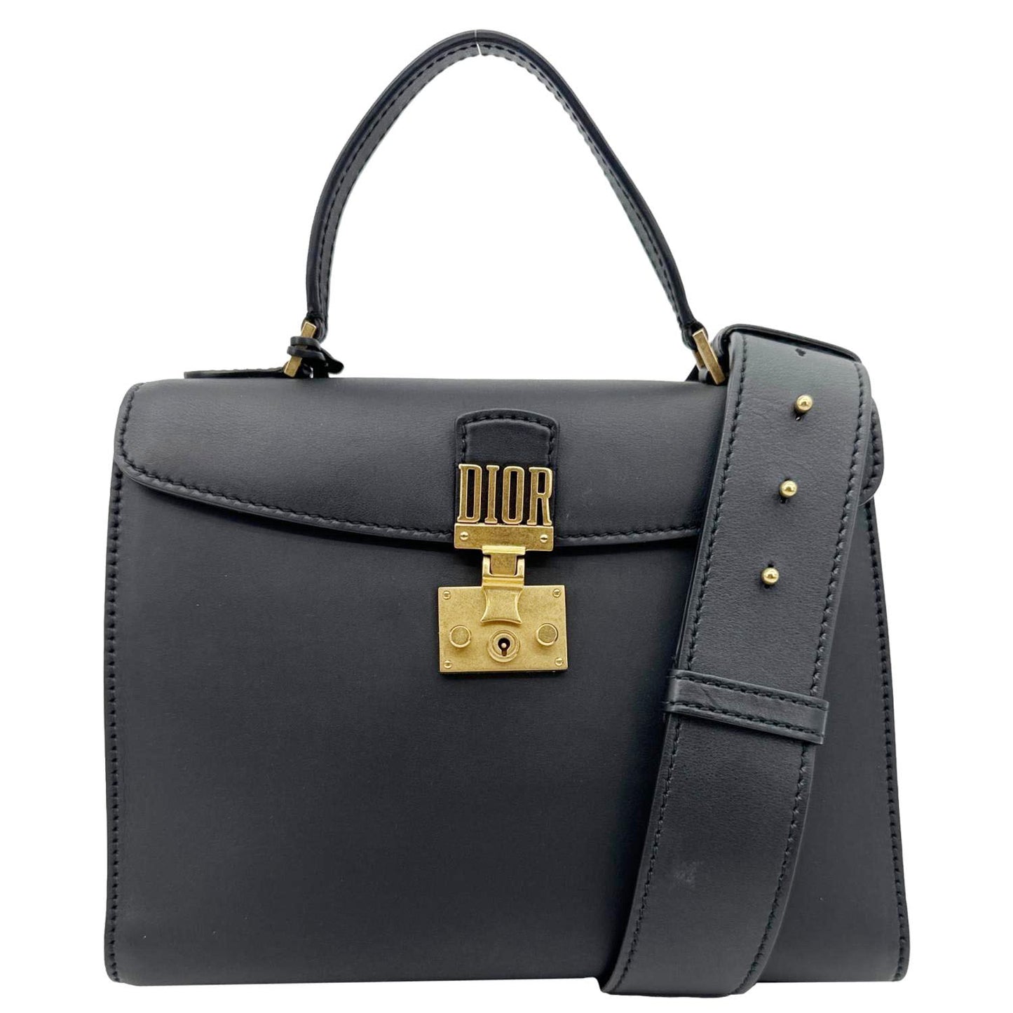 Christian Dior Dior Addict Leather Top Handle Crossbody Bag Black