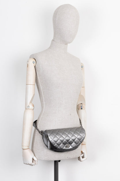 Chanel Belt Bag Croc Embossed Metallic Silver