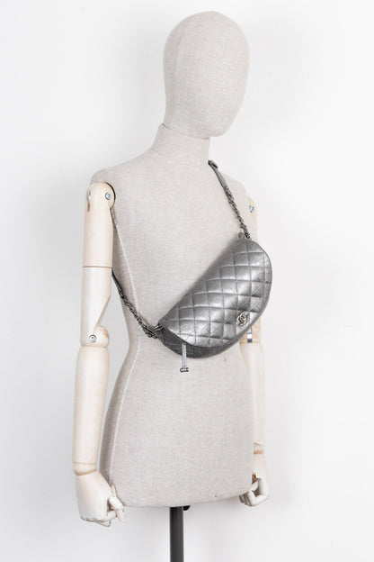 Chanel Belt Bag Croc Embossed Metallic Silver