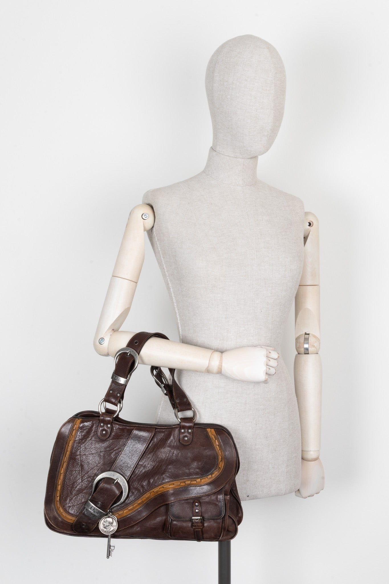 Christian Dior Large Gaucho Bag Leather Brown
