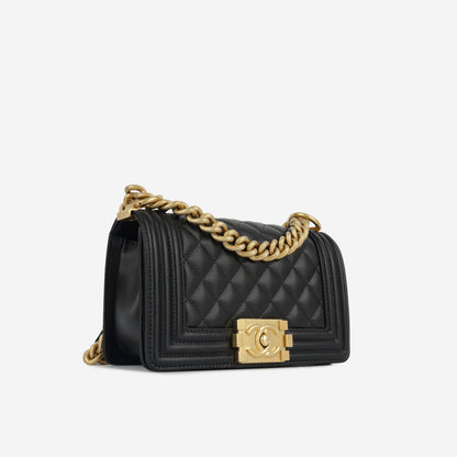 Chanel Boy Bag Lambskin Black Shoulder Bag Style 24