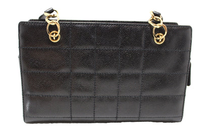 Chanel Black Square Stitch Caviar Leather Shoulder Tote Bag