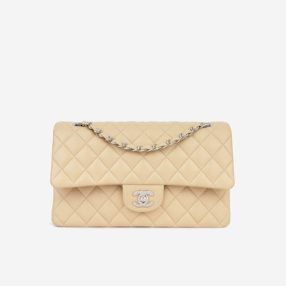 Chanel Classic Flap Lambskin Silver Shoulder Bag Style 16