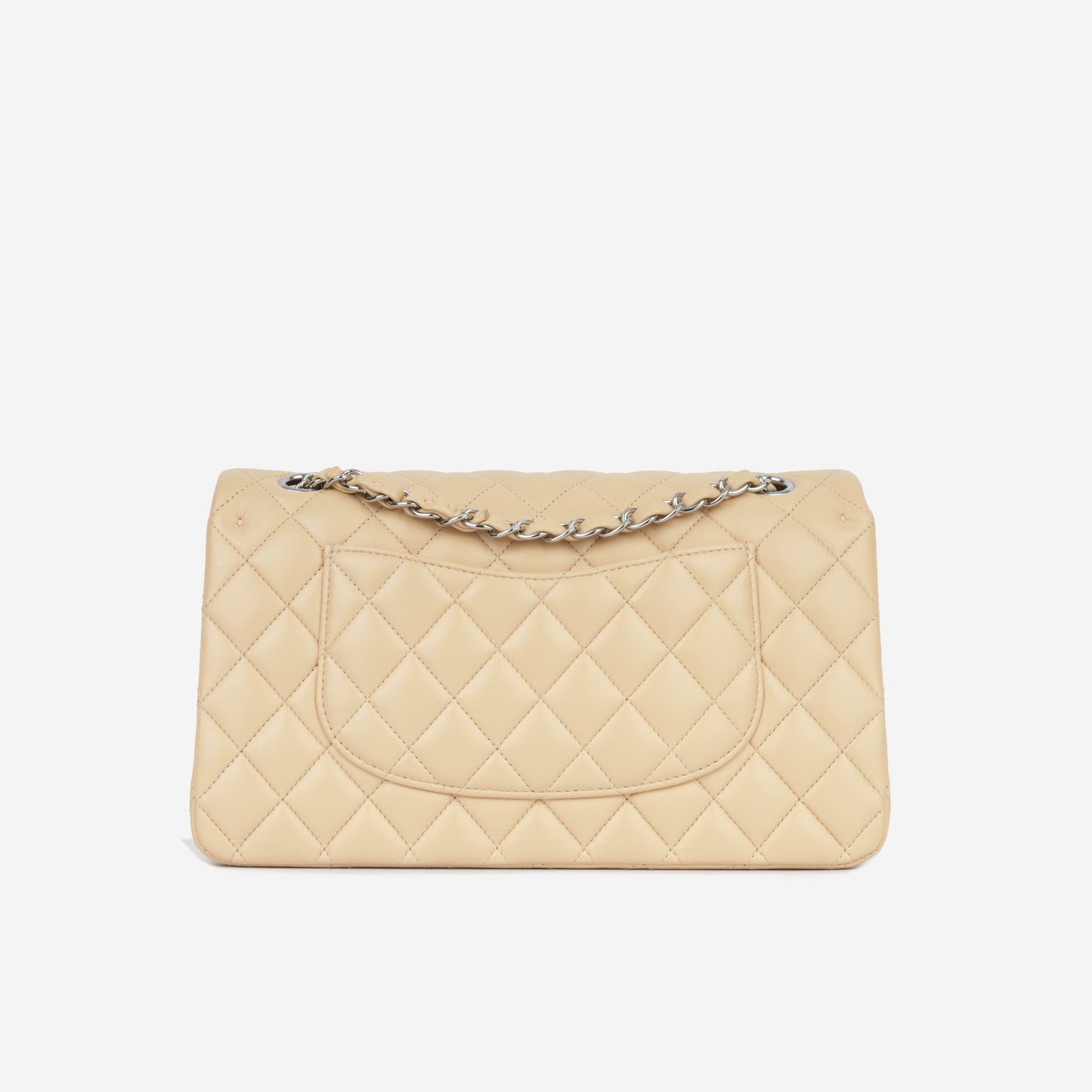 Chanel Classic Flap Lambskin Silver Shoulder Bag Style 16