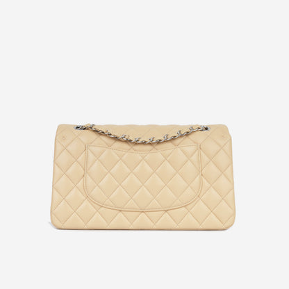 Chanel Classic Flap Lambskin Silver Shoulder Bag Style 16