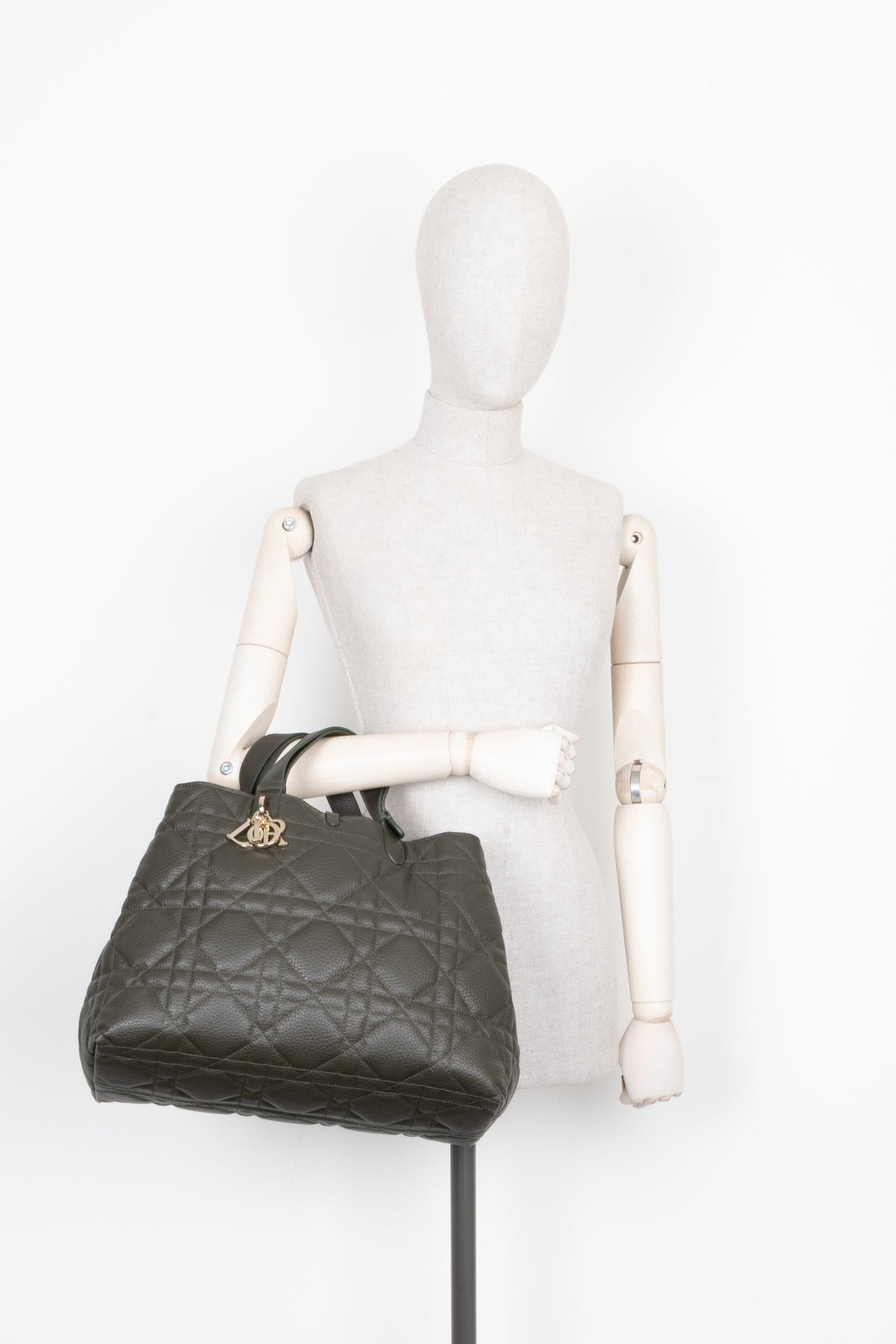 Christian Dior Large Toujours Handbag Macrocannage Olive
