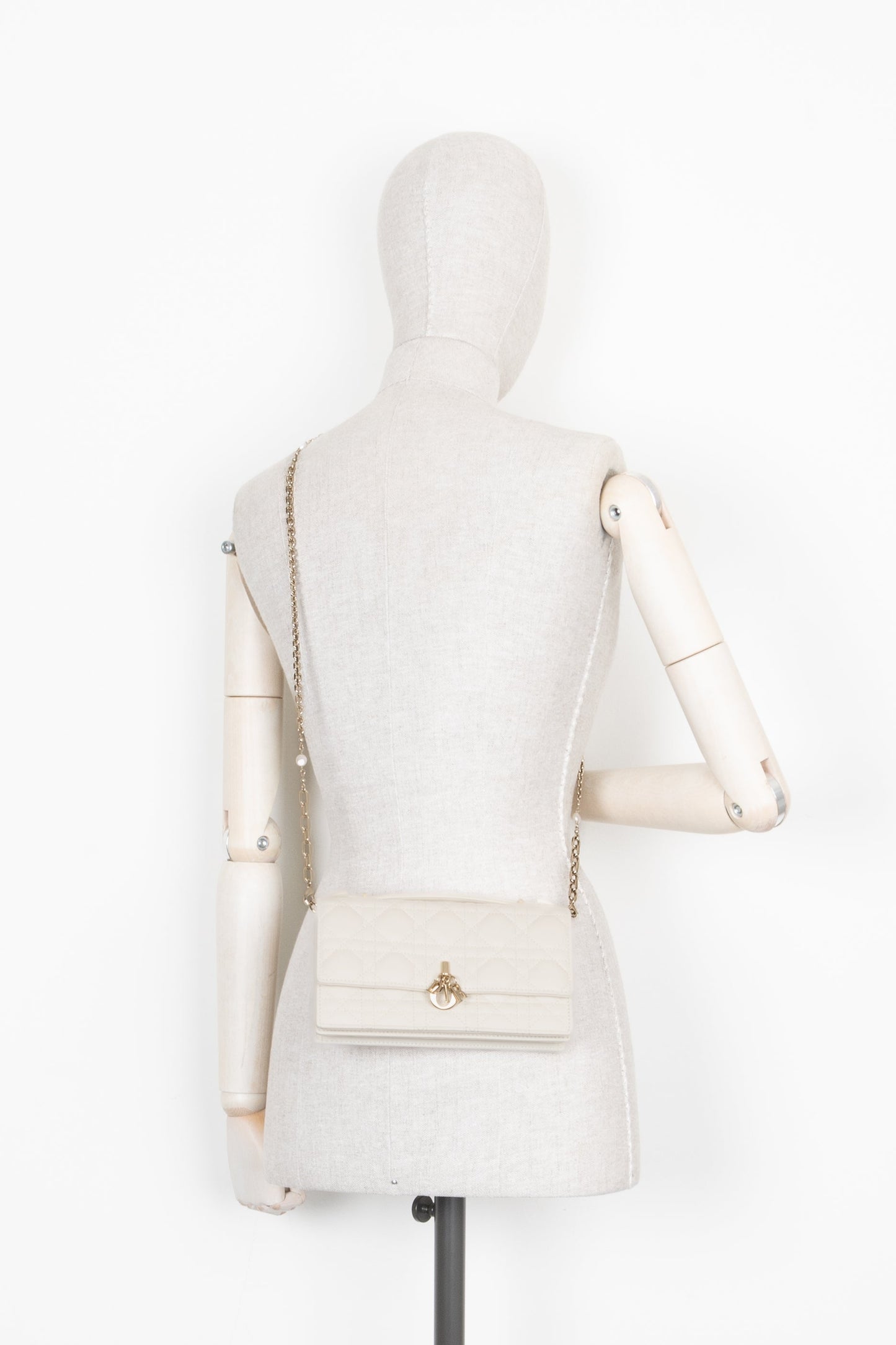 Christian Dior My Dior Top Handle Bag Cannage White Leather