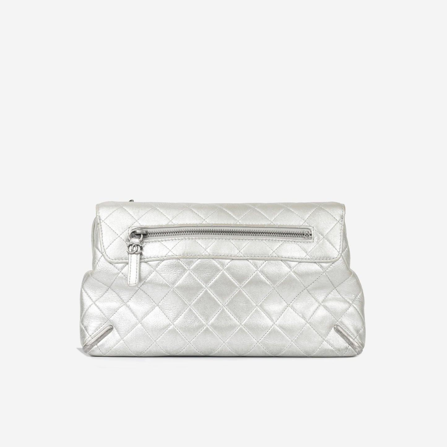 Chanel Classic Flap Lambskin Silver Shoulder Bag Style 38