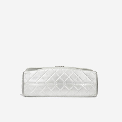 Chanel Classic Flap Lambskin Silver Shoulder Bag Style 38