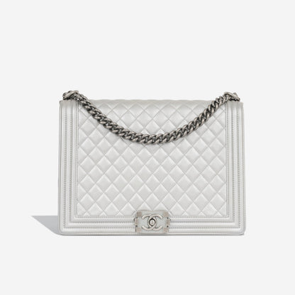 Chanel Classic Flap Lambskin Silver Shoulder Bag Style 34