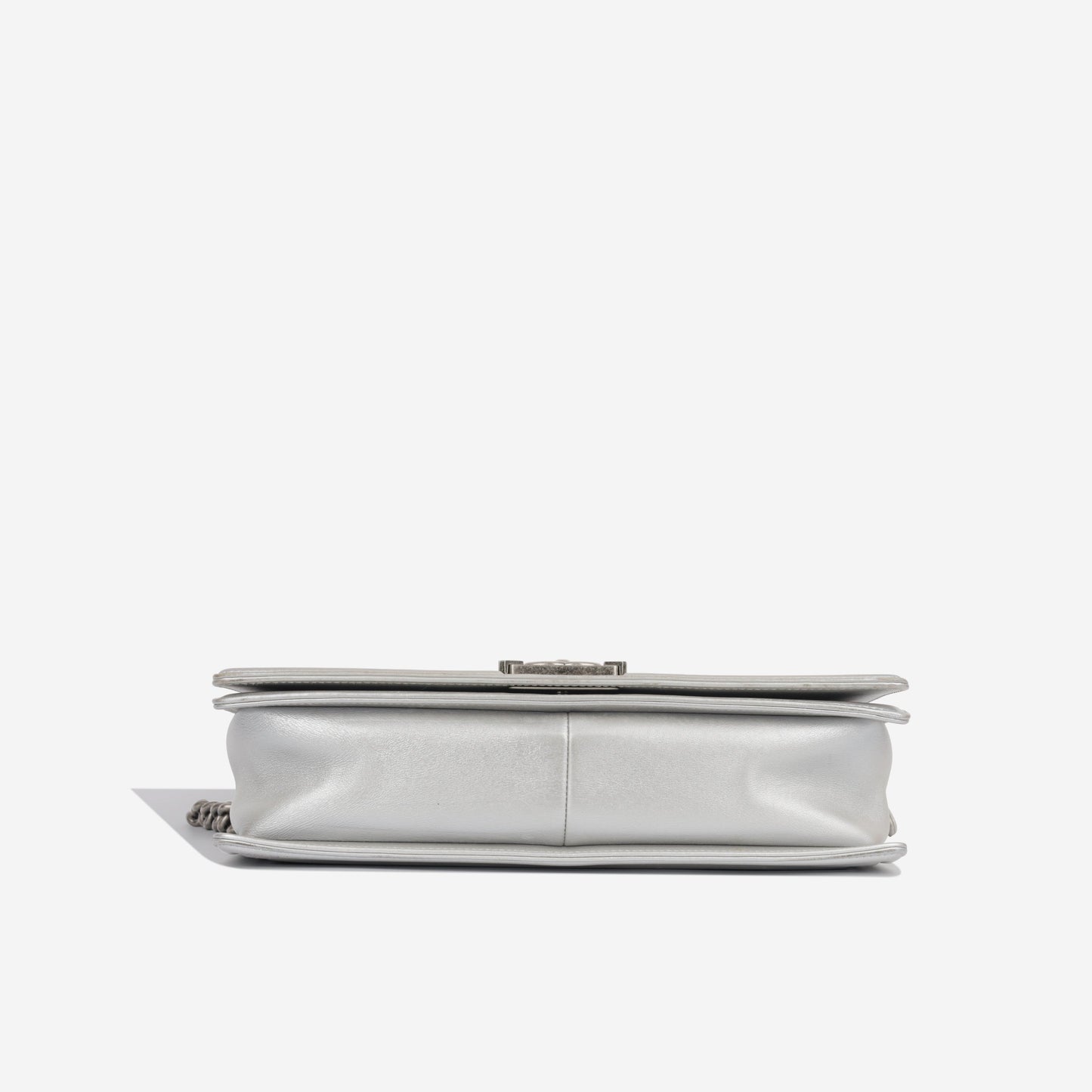 Chanel Classic Flap Lambskin Silver Shoulder Bag Style 34