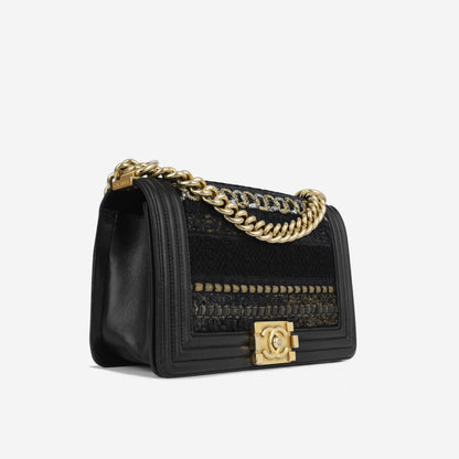 Chanel Boy Bag Lambskin Black Shoulder Bag Style 28