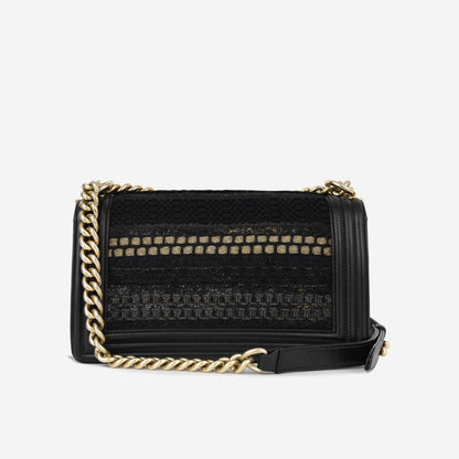 Chanel Boy Bag Lambskin Black Shoulder Bag Style 28