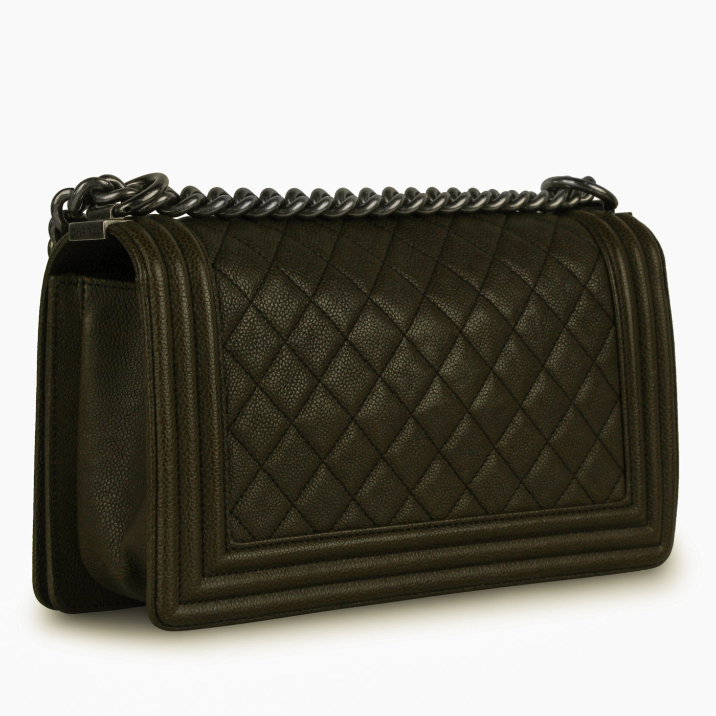 Chanel Boy Bag Caviar Green Shoulder Bag