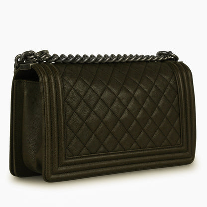 Chanel Boy Bag Caviar Green Shoulder Bag