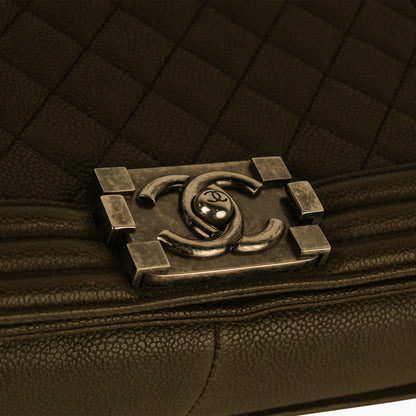 Chanel Boy Bag Caviar Green Shoulder Bag