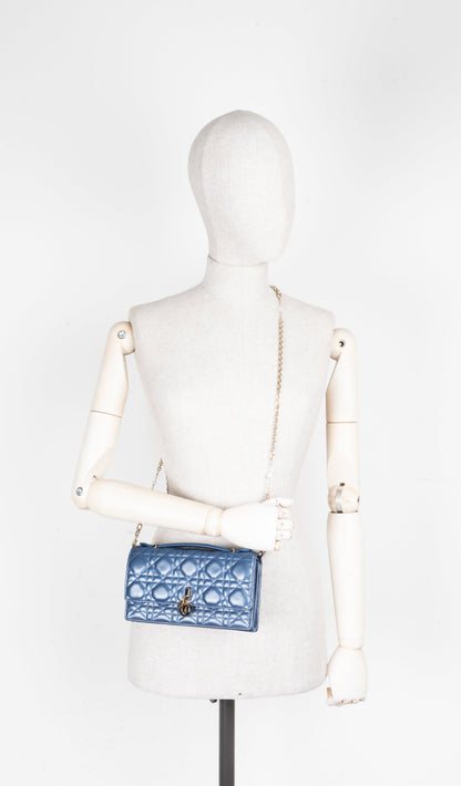 Christian Dior My Dior Top Handle Bag Cannage Pearl Blue