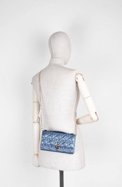 Christian Dior My Dior Top Handle Bag Cannage Pearl Blue
