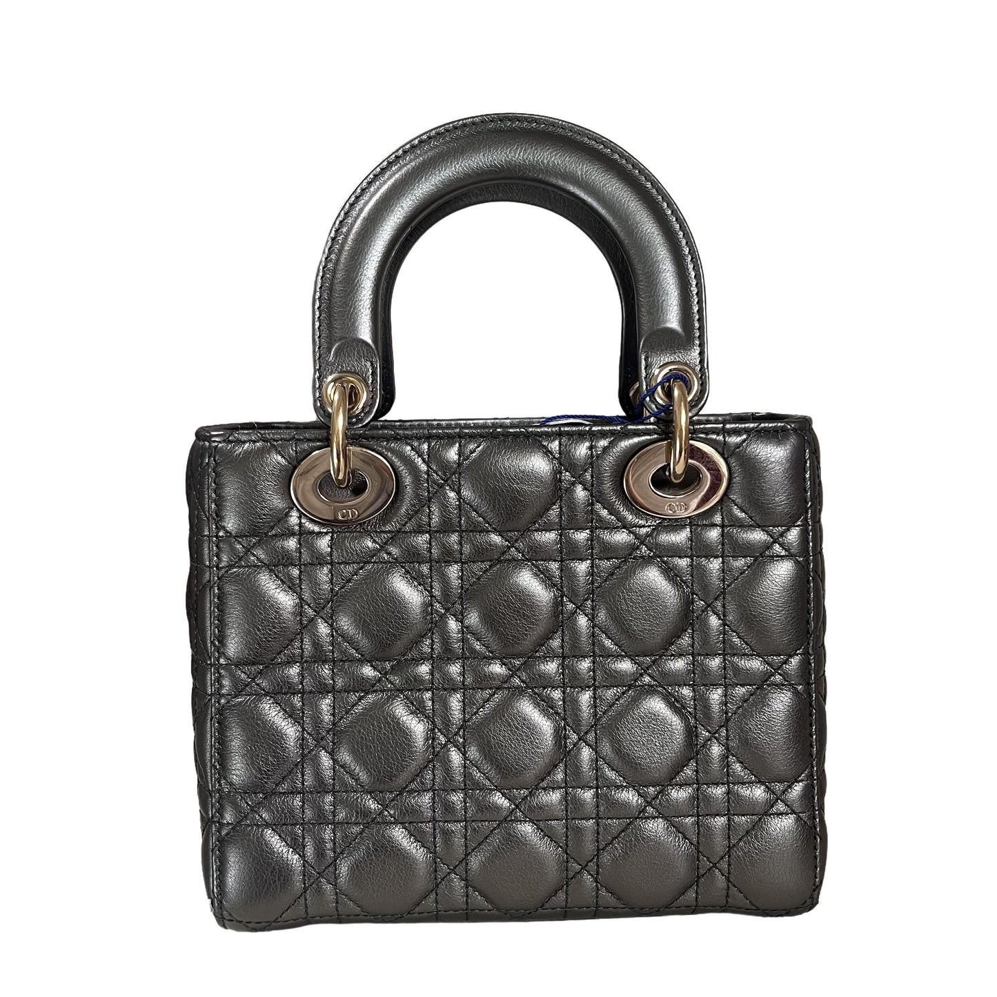 Lady Dior Small ABCdior Gunmetal Grey Cannage Lambskin Handbag with ABC Strap