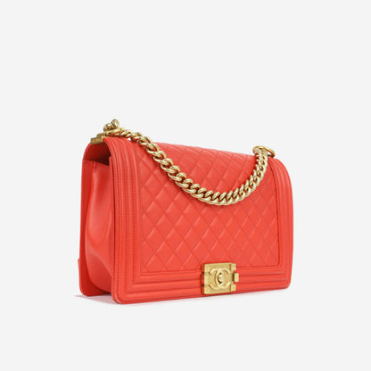 Chanel Boy Bag Lambskin Gold Shoulder Bag Lambskin