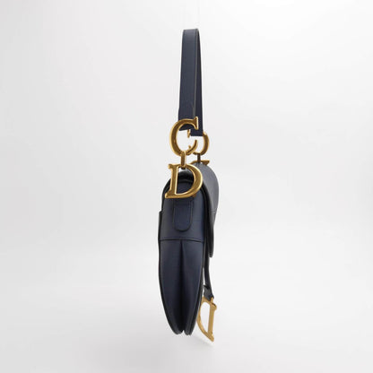 Dior Saddle Navy Medium Grained Leather Handbag