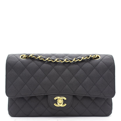 Chanel Flap Classic Quilted Caviar Leather Black Shoulder Bag Style