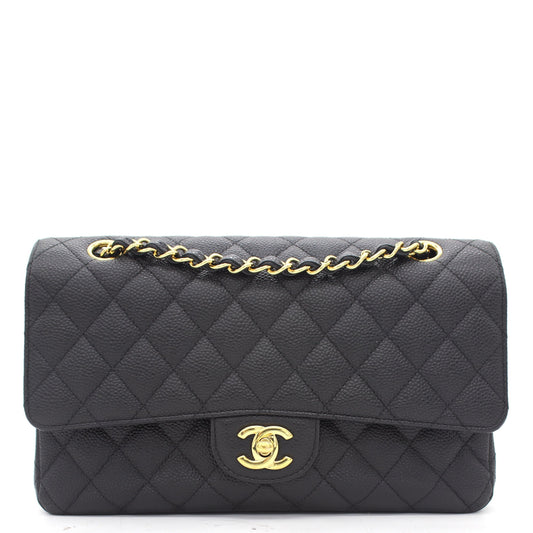 Chanel Flap Classic Quilted Caviar Leather Black Shoulder Bag Style