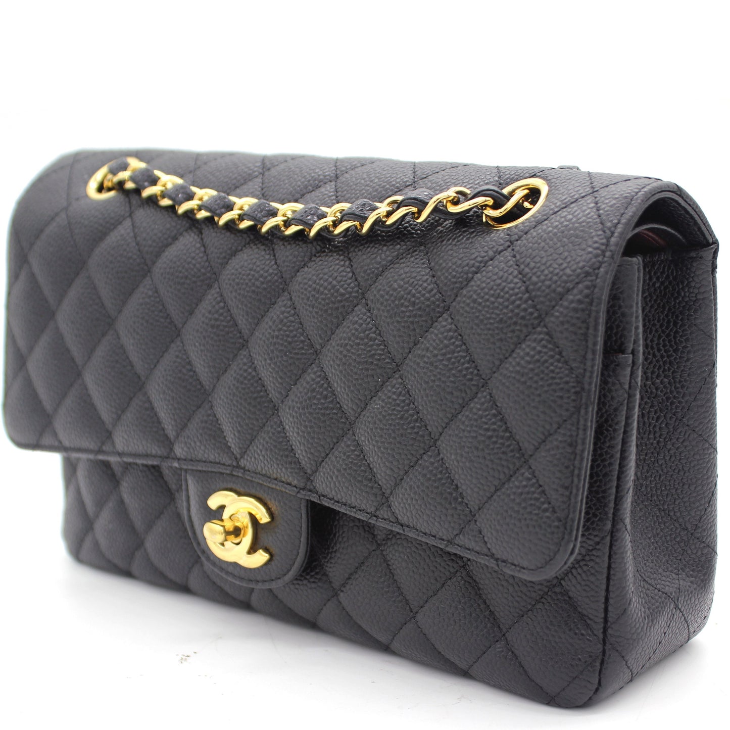Chanel Flap Classic Quilted Caviar Leather Black Shoulder Bag Style