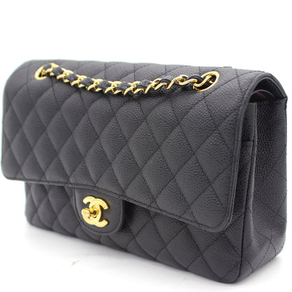 Chanel Flap Classic Quilted Caviar Leather Black Shoulder Bag Style