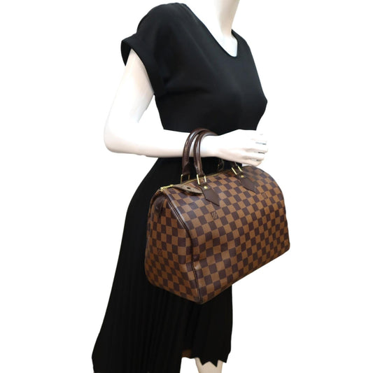 LOUIS VUITTON 30 Damier Ebene Satchel Bag Brown