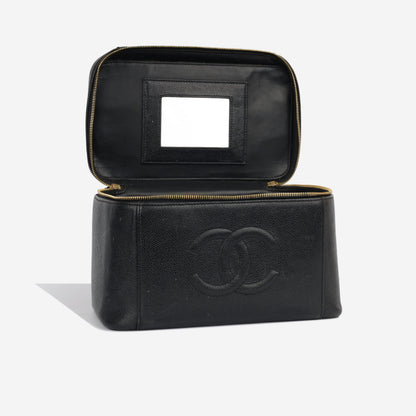 Chanel Vanity Caviar Black Clutch Style 9