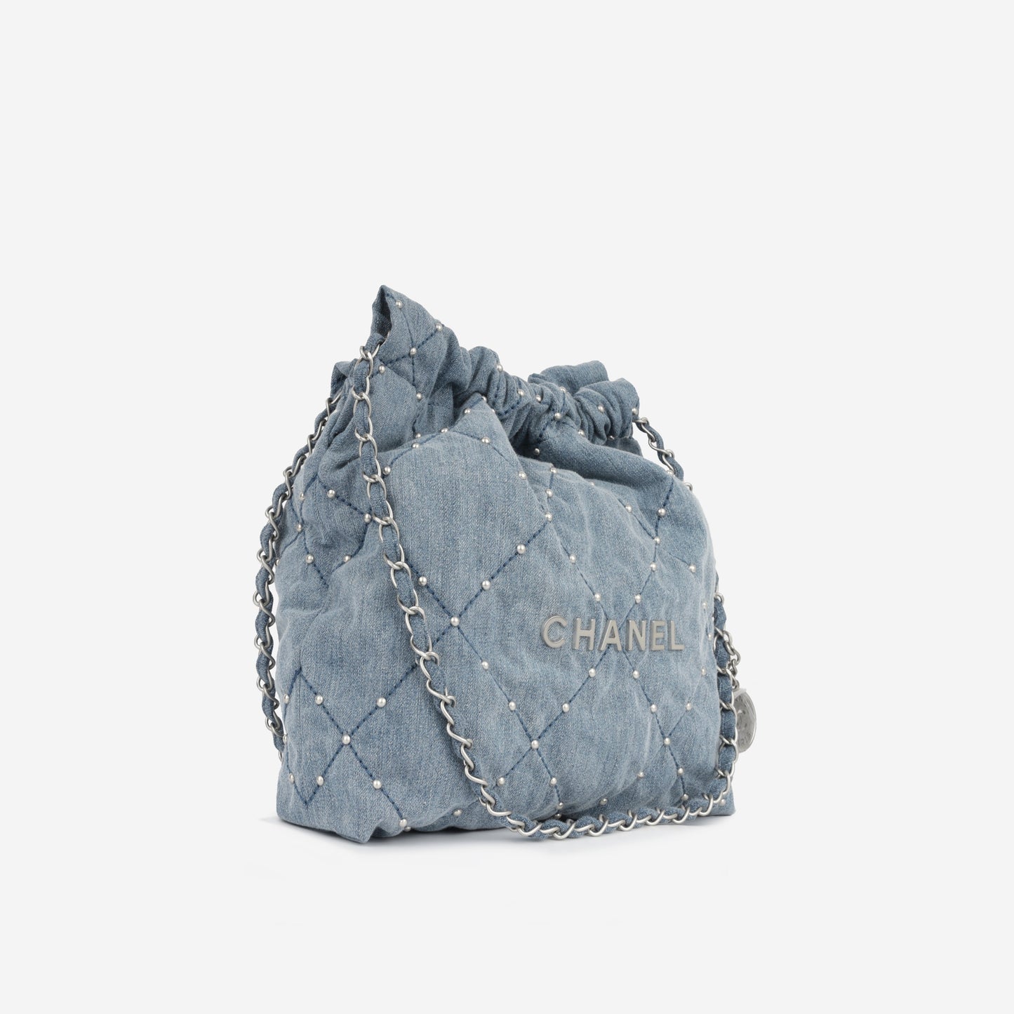 Chanel Quilted Silver Tote Bag