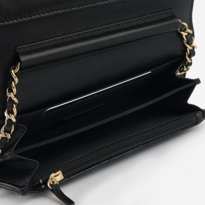 Chanel Wallet On Chain Lambskin Black Crossbody Style 11