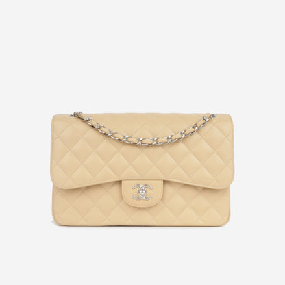 Chanel Classic Flap Lambskin Silver Shoulder Bag Style 6