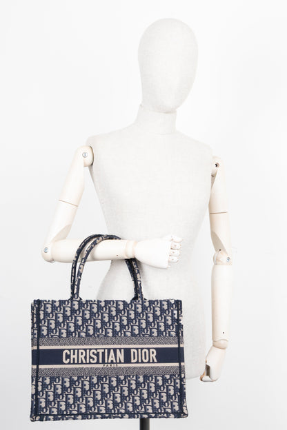 Christian Dior Medium Book Tote Oblique Blue
