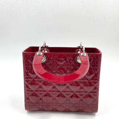 Lady Dior 2017 Medium Burgundy Patent Leather Handbag Adjustable Strap
