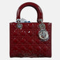 Lady Dior 2017 Medium Burgundy Patent Leather Handbag Adjustable Strap