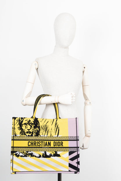 Christian Dior Medium Book Tote Yellow Purple